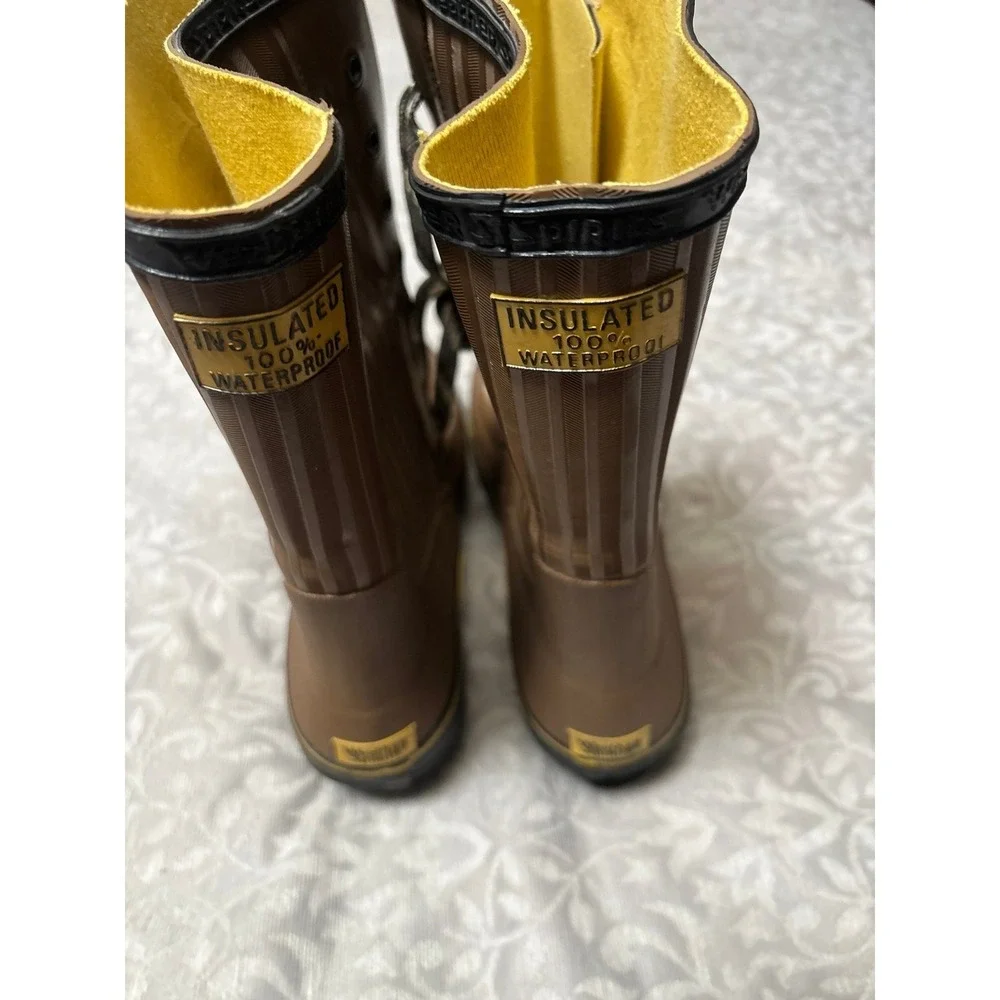 Weather Spirits Mens Insulated Waterproof Rubber Boots Steel Shank Brown Size 13